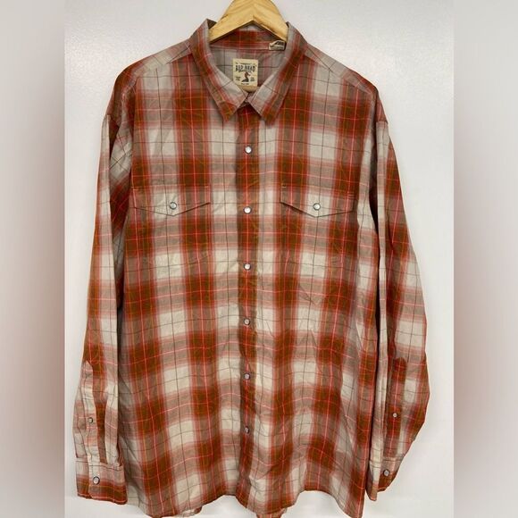 RedHead Other - RedHead Faux Pearl Snap-Front Plaid Long-Sleeve Shirt. Size 2XL